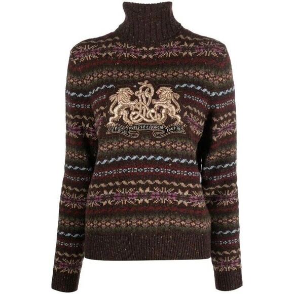 Ralph Lauren Purple Label Fair-isle Knit Embroidered Sweater S IT NWT $2490 - Picture 1 of 12
